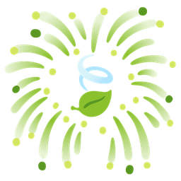 fireworks and leaf fluttering in wind