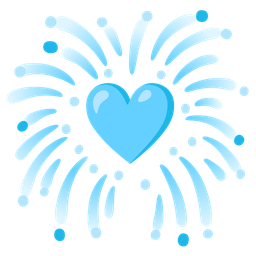 fireworks and light blue heart