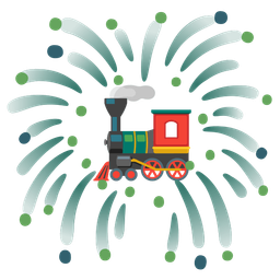 fireworks and locomotive