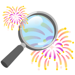 fireworks and magnifying glass tilted right