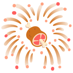 fireworks and meat on bone