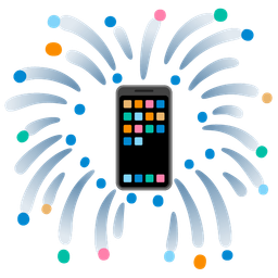 fireworks and mobile phone