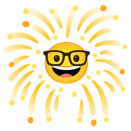 fireworks and nerd face