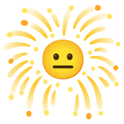 fireworks and neutral face