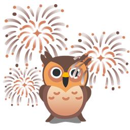 fireworks and owl