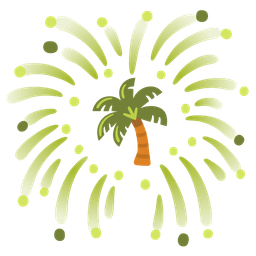 fireworks and palm tree