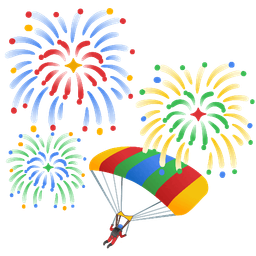 fireworks and parachute