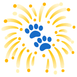 fireworks and paw prints