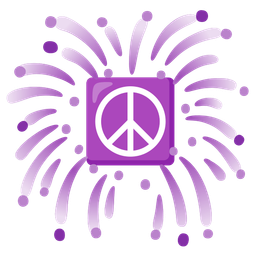 fireworks and peace symbol