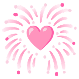fireworks and pink heart