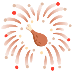 fireworks and poultry leg