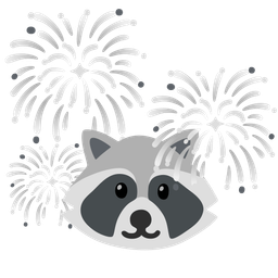 fireworks and raccoon