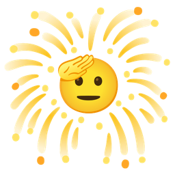 fireworks and saluting face