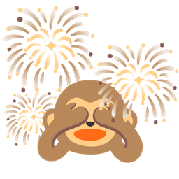 fireworks and see-no-evil monkey