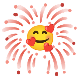 Fireworks and Smiling face with hearts