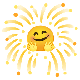 Fireworks and Smiling face with open hands