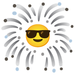 fireworks and smiling face with sunglasses