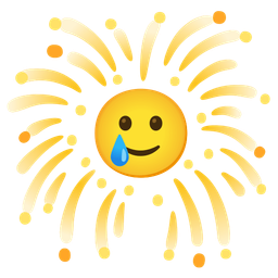 Fireworks and Smiling face with tear