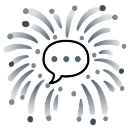 fireworks and speech balloon