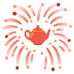 fireworks and teapot