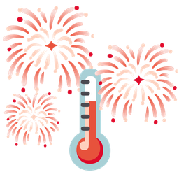 fireworks and thermometer