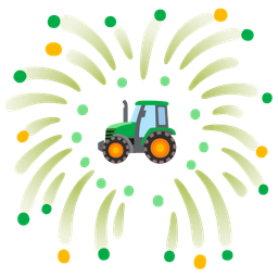 fireworks and tractor