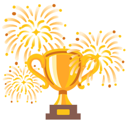 fireworks and trophy