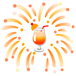 fireworks and tropical drink
