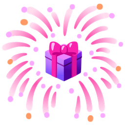 fireworks and wrapped gift