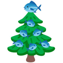 fish and evergreen tree
