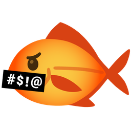 fish and face with symbols on mouth