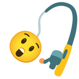 fishing pole and astonished face