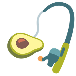 fishing pole and avocado