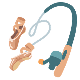 fishing pole and ballet shoes