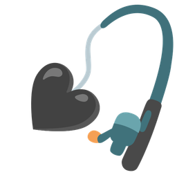 fishing pole and black heart