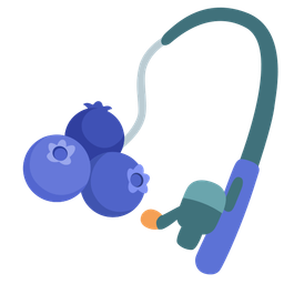 fishing pole and blueberries