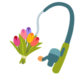 fishing pole and bouquet