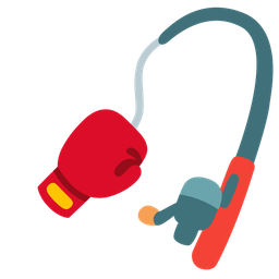 fishing pole and boxing glove