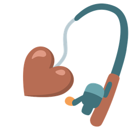 fishing pole and brown heart