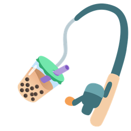 fishing pole and bubble tea