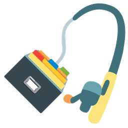 fishing pole and card file box