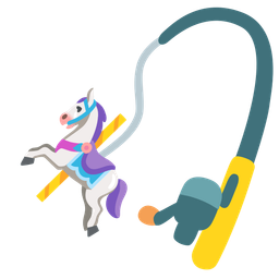 fishing pole and carousel horse