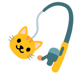 fishing pole and cat face