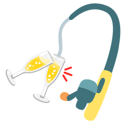 fishing pole and clinking glasses
