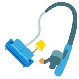 fishing pole and couch and lamp