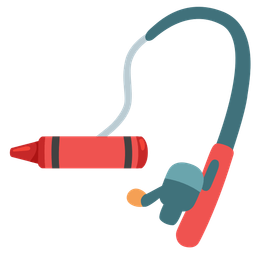 fishing pole and crayon