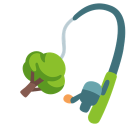 fishing pole and deciduous tree