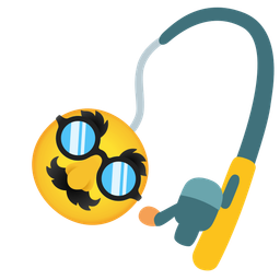 fishing pole and disguised face