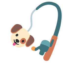 fishing pole and dog face