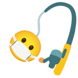 fishing pole and face with medical mask